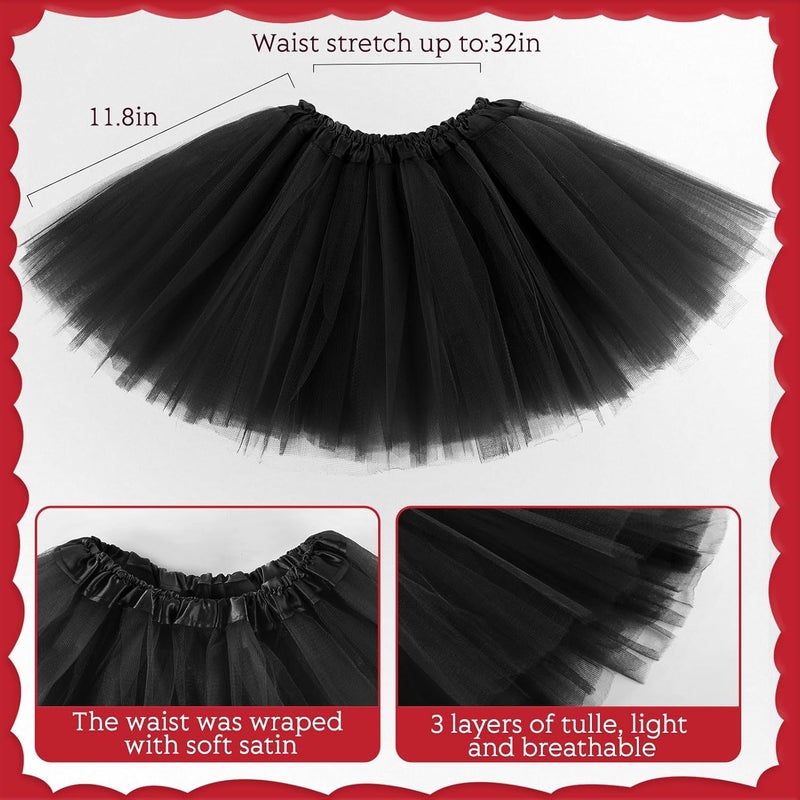 Lainlight Store Tutu for Girls, 3 Layered Tulle Tutu Skirts Set with Heart Glasses,Ponytail Headband Cosplay Party Supplies - Image 4